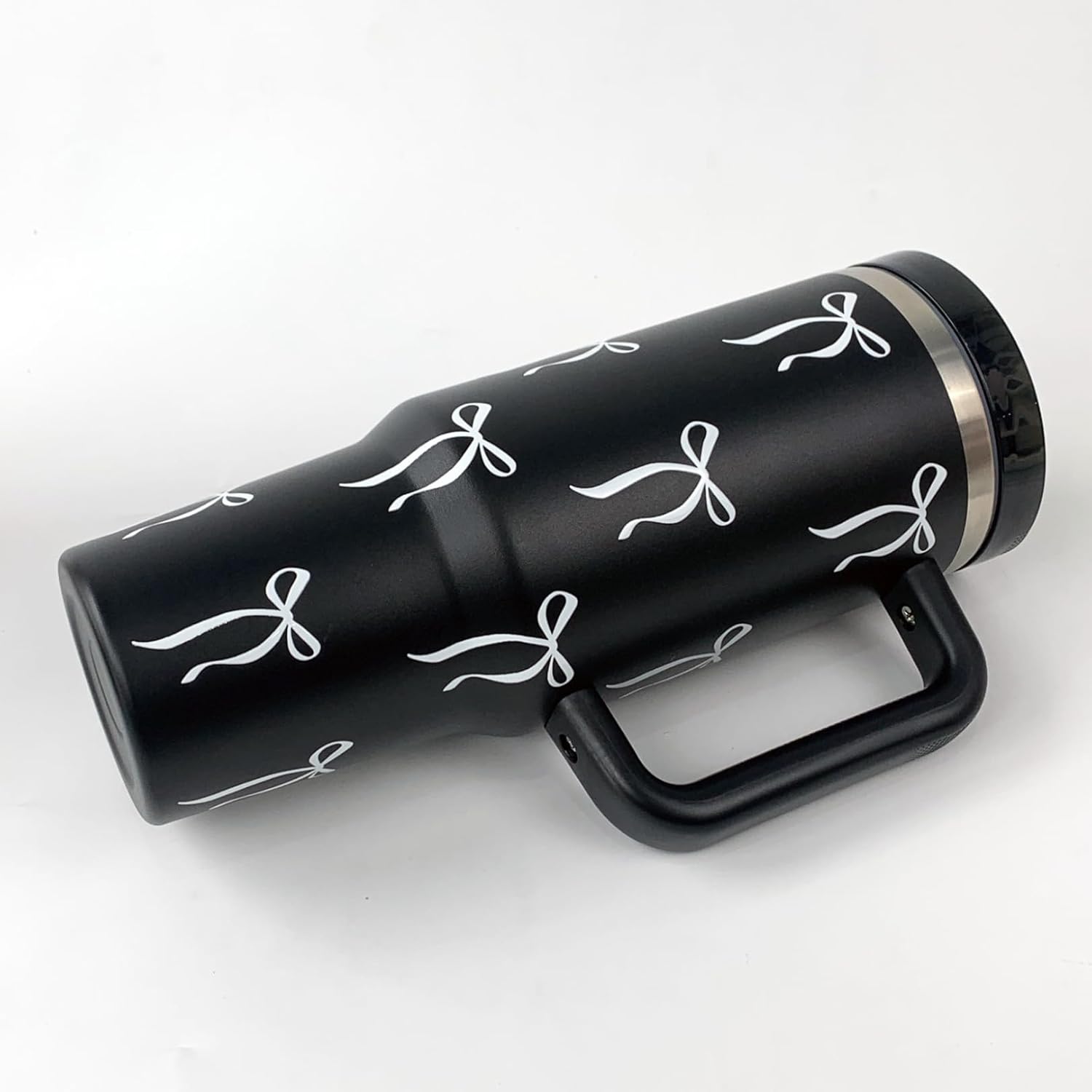 Bow Tumbler 30 oz | Leakproof Flip Straw Lid & Handle | Insulated Stainless Steel Travel Cup | BPA-Free | Cup Holder Compatible | Vivid Violet Fade (Black, 30oz) - Image 2