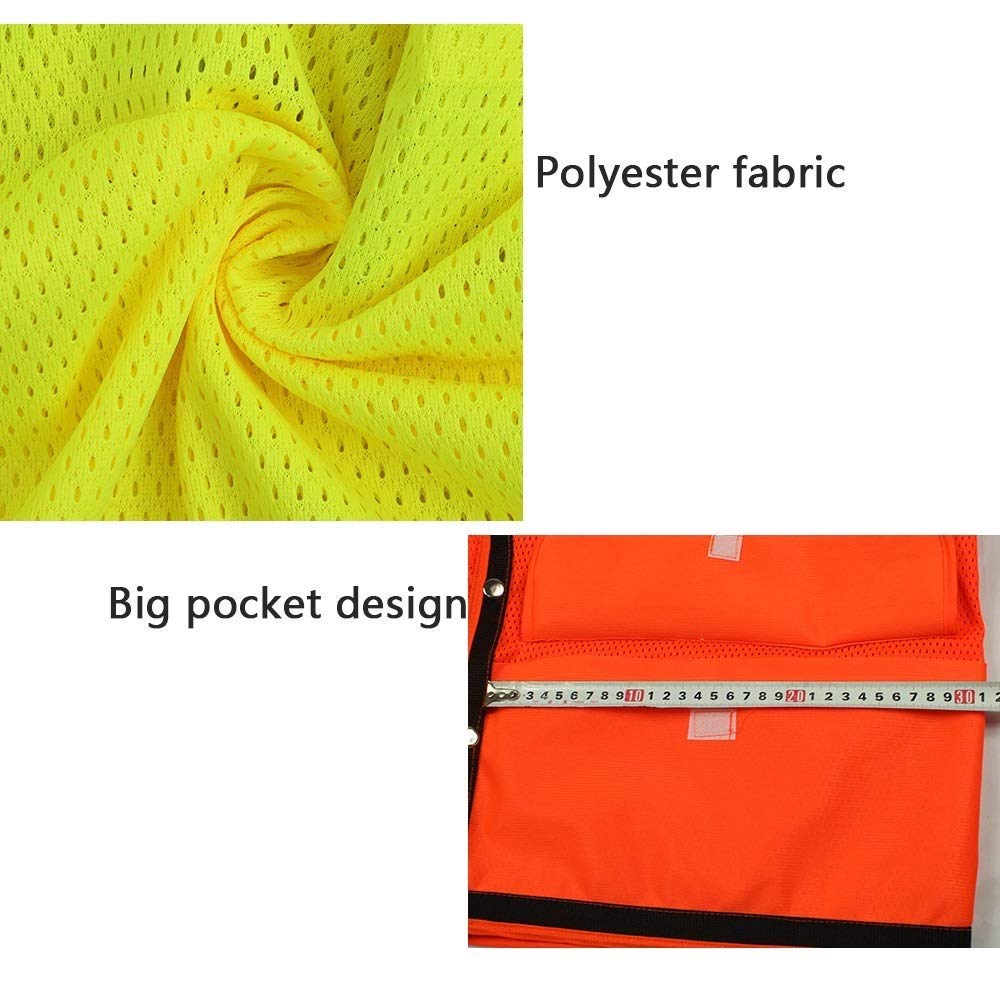 Gilet Haute Visibilité, Gilet Réfléchissant Maille Respirante En Été Gilet De Sécurité Pour Chantier De Construction Polyvalent (Couleur : Fluorescent orange)