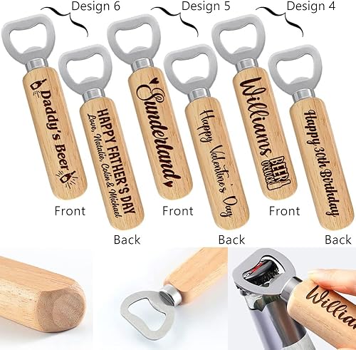 Miniatura 8 de Personalized Beer Gifts, Wooden Bottle Opener Gift for Him, Groomsman， Brother, Boy Friend, Father, Unique Gifts for Father's Day, Birthday