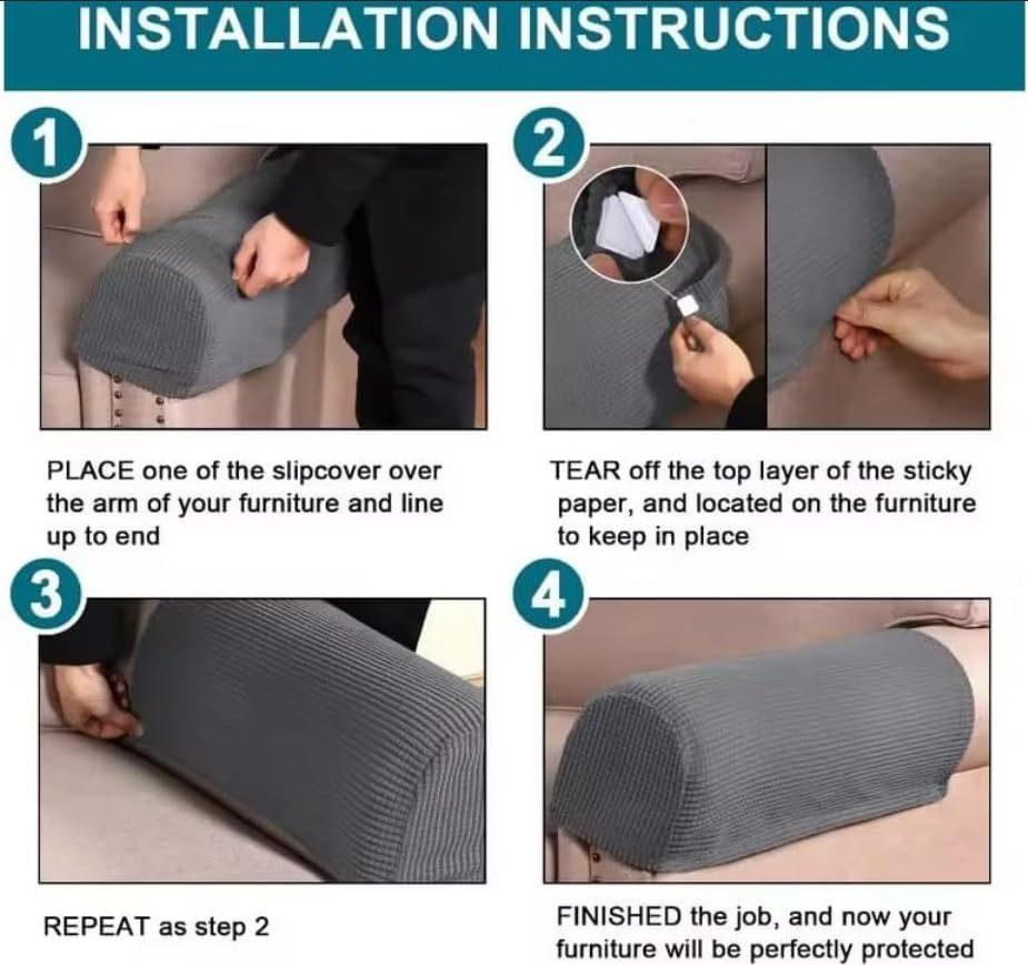 Miniatura 4 de Yogsey Fundas para reposabrazos de sillón, fundas elásticas para brazos de sillón, tapas de poliéster suave antideslizantes para muebles, para