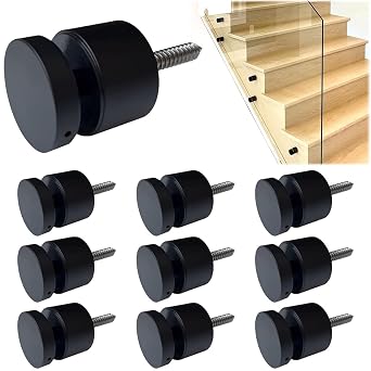 LukLoy 10 Pack Marine Grade SS316 Solid 1.32lb Heavy Duty Glass Railing Standoff for Balcony Stair Balustrade Bracket, 2" Glass Stair Railing Standoff Matte Black