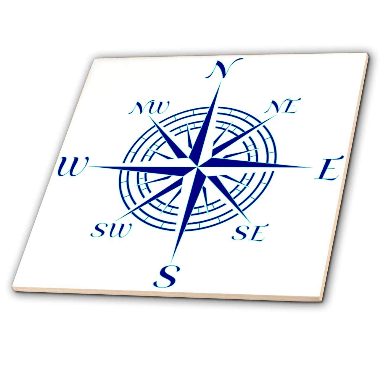 3dRose Ceramic Tile - A Classic Compass Rose Nautical Design for Any who Loves to sail. - 6-inches (ct_291866_2)