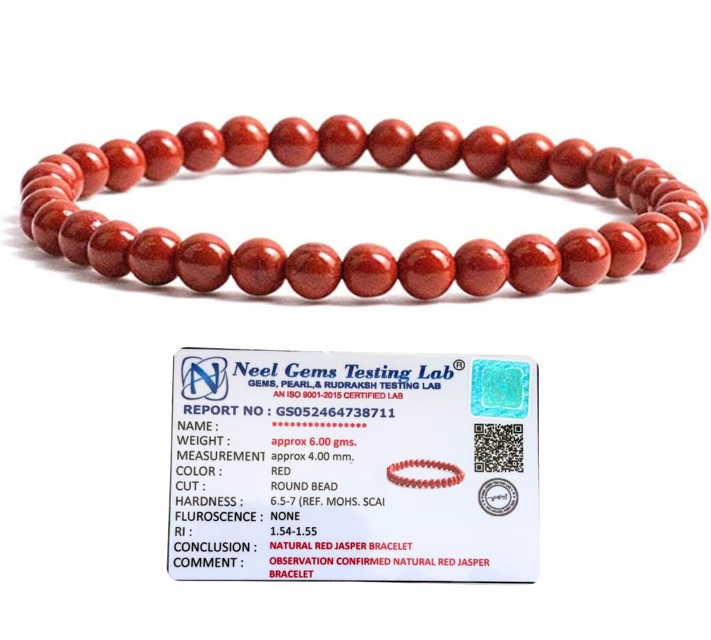 Gemaltic Healing Crystals Lab Certified 4mm Gemstone Beaded Bracelets for Men Women Round Crystal (Red Jasper) (B0BB36YFXN) Amazon Price History, Amazon Price Tracker