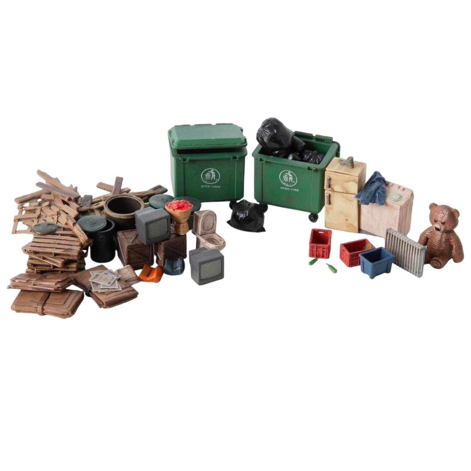 predolo Miniature City Scene Modello Cittadino Diorama Pulizia Stradale Scena Rifiuti Accessorio Micro Paesaggio in Resina Realistica per Angoli Trascurati