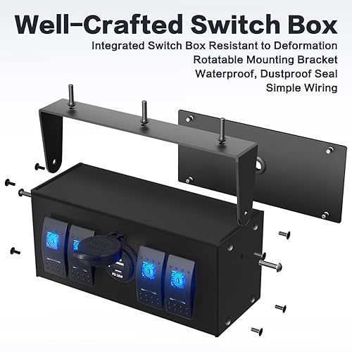 Miniatura 5 de IZTOSS Panel de interruptor de encendido y apagado de 5 pines con kits de cableado para barco marino, coche, vehículos recreativos, camiones