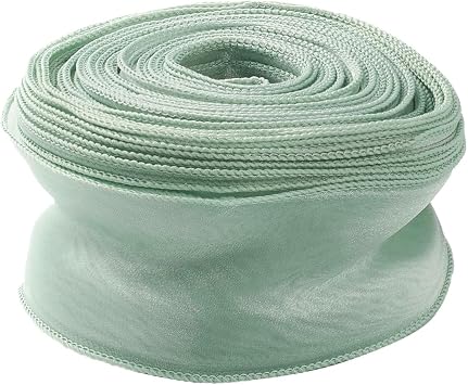 38 Yards 2 Inch Light Green Organza Ribbon Wired Sheer Mesh Yarn Ribbon Transparent Clear Chiffon Silk Ribbons for Sewing Making Crafts Gift Wrapping Flower Bouquets Wreaths Party Home Decor
