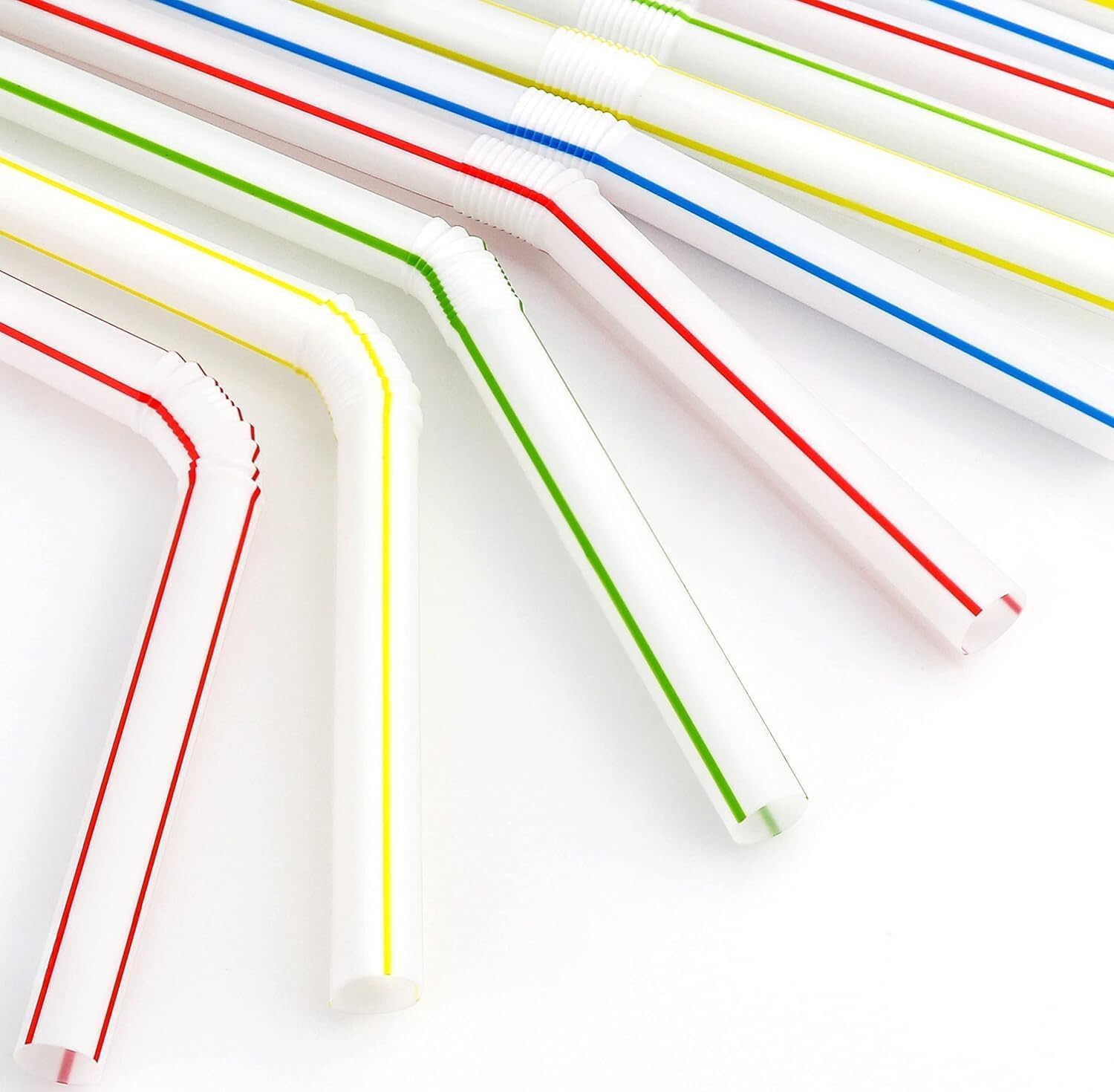 200-Pack Colorful Bendy Plastic Straws – 8.25" Long, BPA-Free, Disposable & Flexible Drinking Straws for Parties, Events & Daily Use