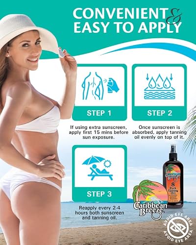 Caribbean Breeze Spf 8 Dark Tanning Oil Intensifier, Tanning Accelerator Outdoor With Mango Lime Fragrance, Rich In Anti Oxidants, Beta-Carotene, And Pomegranate Extracts, 8.5 Oz (250 Ml) #TOP5