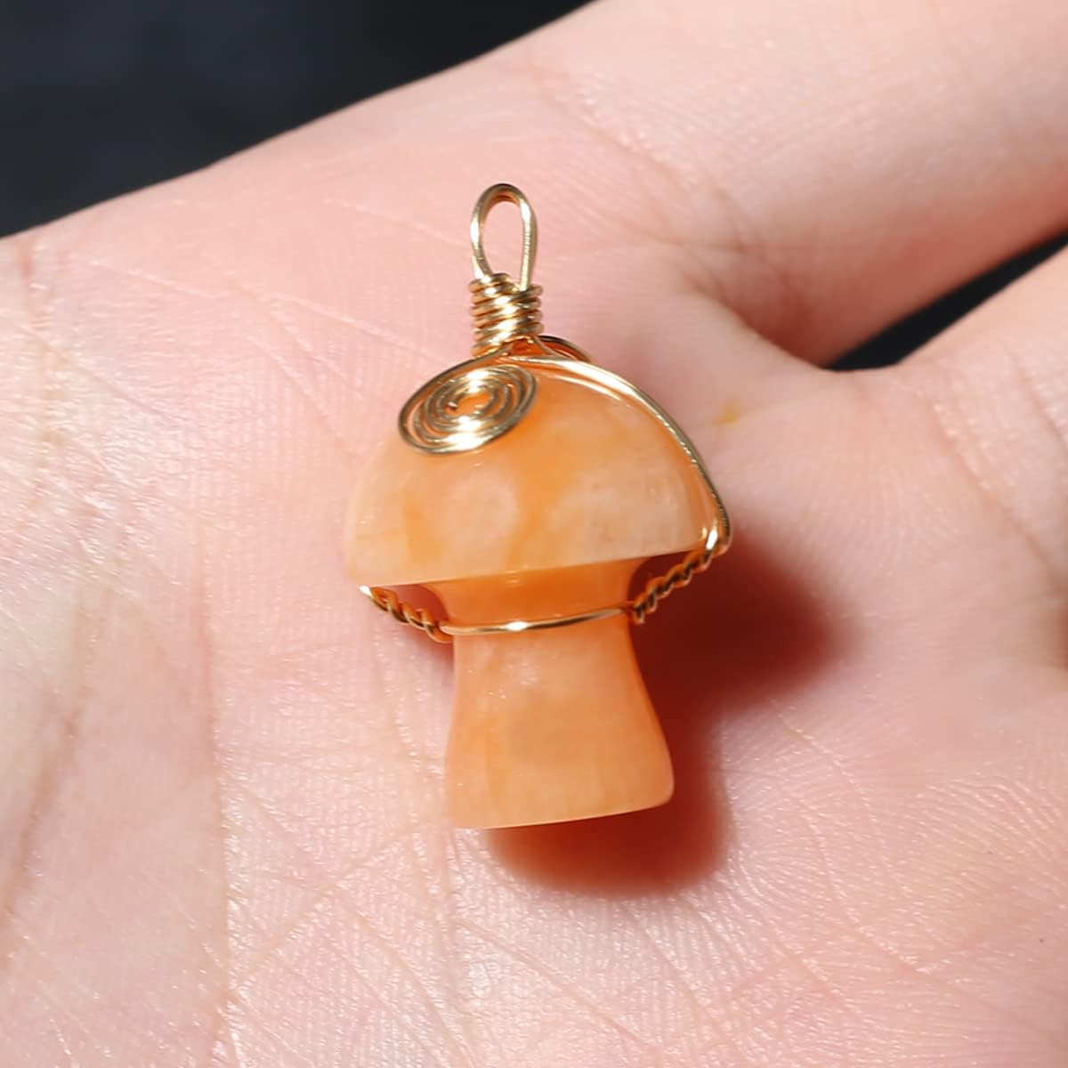 LHJ 10 Pcs Natural Stone Pendants Mushroom Shape Chakra Crystal Agate Stone Copper Wire Knitting Charms for Jewelry Making Necklace - Image 9