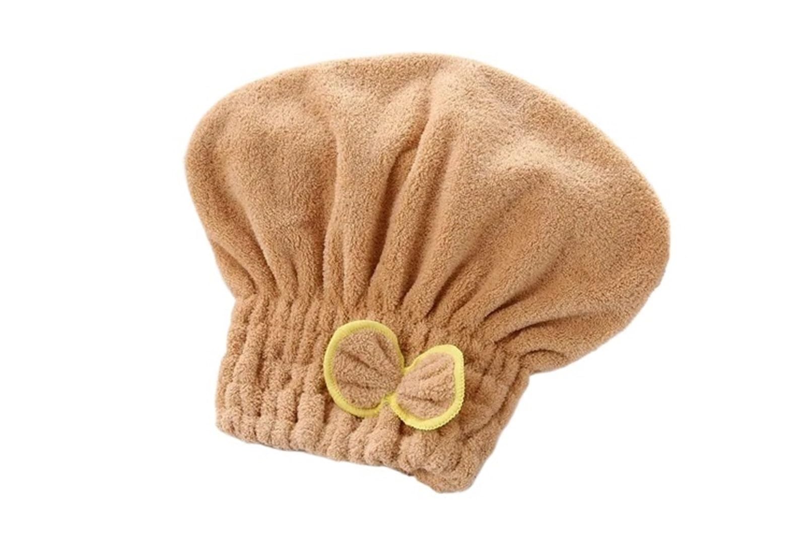 SUODEBYY Hair Towel 1Pc Women Hair Cap Microfibre Quick Drying Bath Spa Bowknot Wrap Towel Hat For Bathroom AccessoriesShower(Khaki)