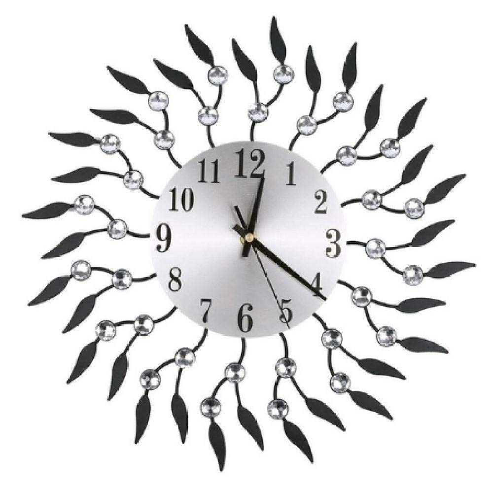 Grande horloge murale en métal et verre de diamant au design de chiffres romains géants