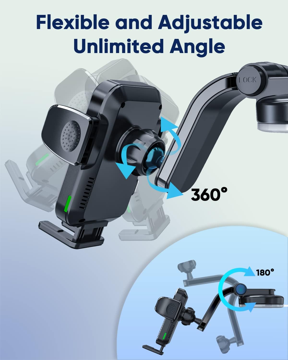 Wireless Car Charger, YITUMU 15W Qi Fast Charging Windshield Dashboard Car Charger Phone Mount Holder Compatible with iPhone 14 13 12 11 Pro Max Xs, Samsung Galaxy S23 S22 S21 S20 S10+, etc