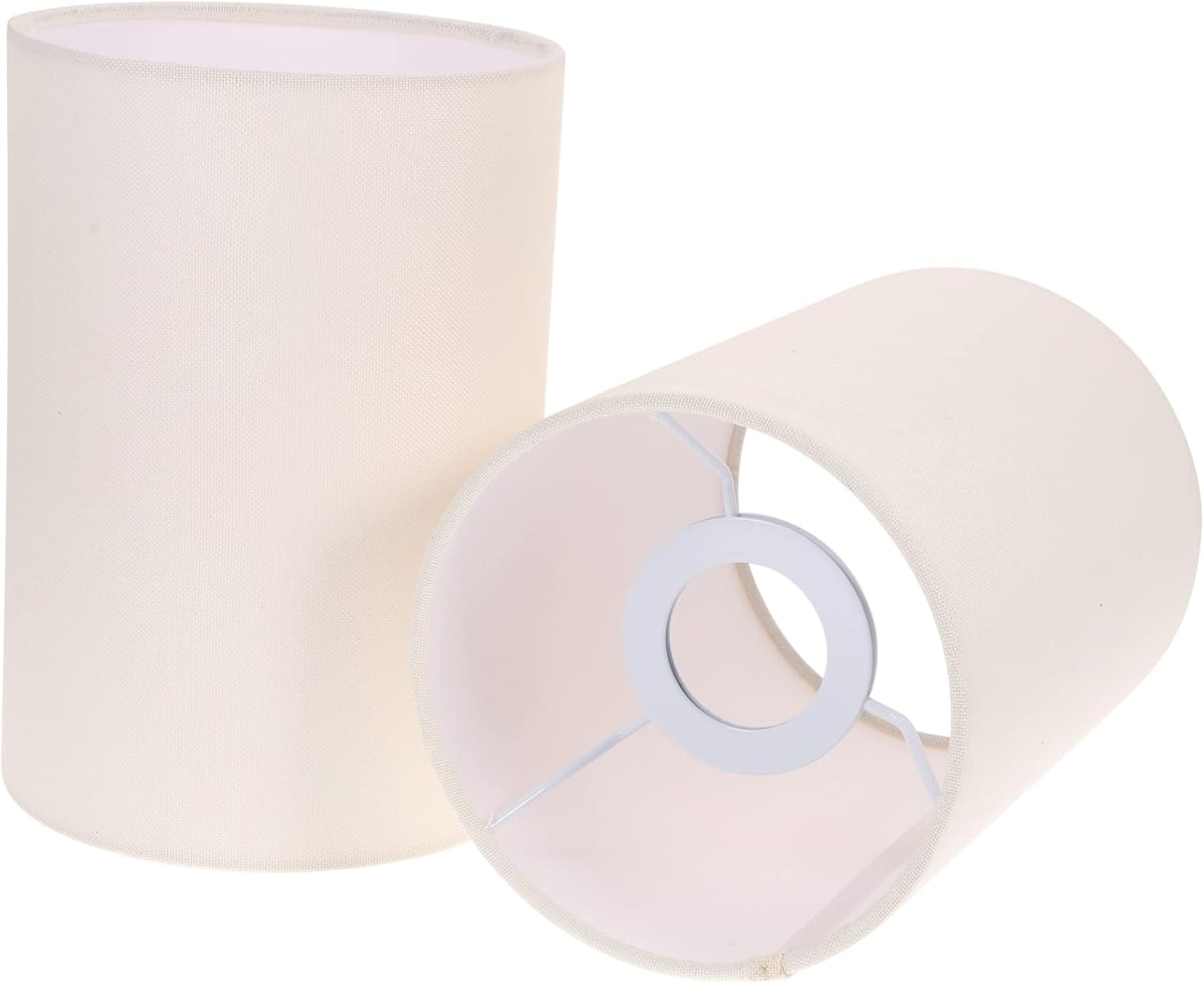 POPETPOP 2Pcs Cylinder Linen Fabric Lampshade for Table and Ceiling Lights Decorative Light Shade Easy Assembly for Home and Bedroom