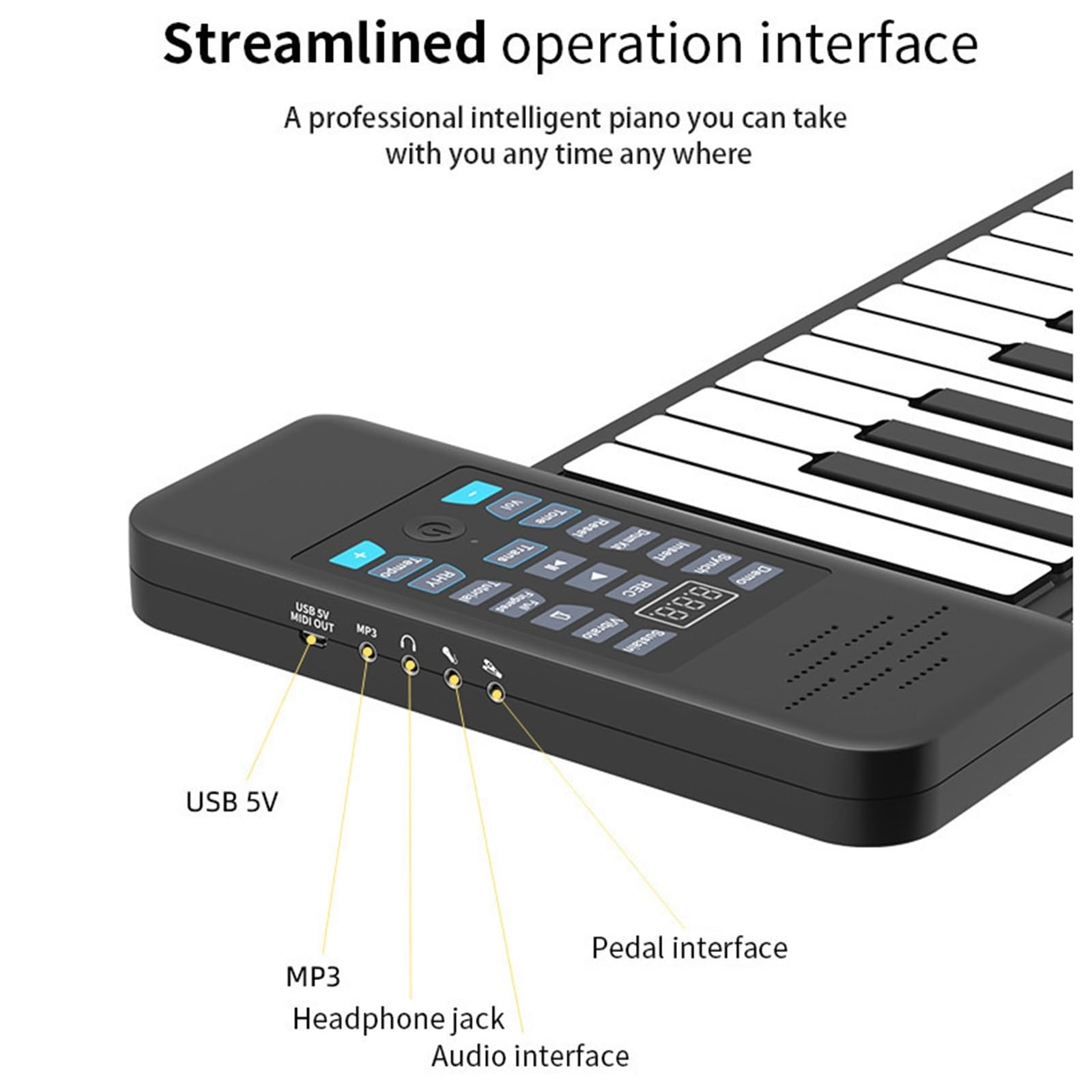 Tastiera Digitale Per Principianti Pianoforte Elettronico Pieghevole A 88 Tasti Arrotolato A Mano Con Tastiera Morbida Ispessita Strumento Portatile Per Principianti(EU)