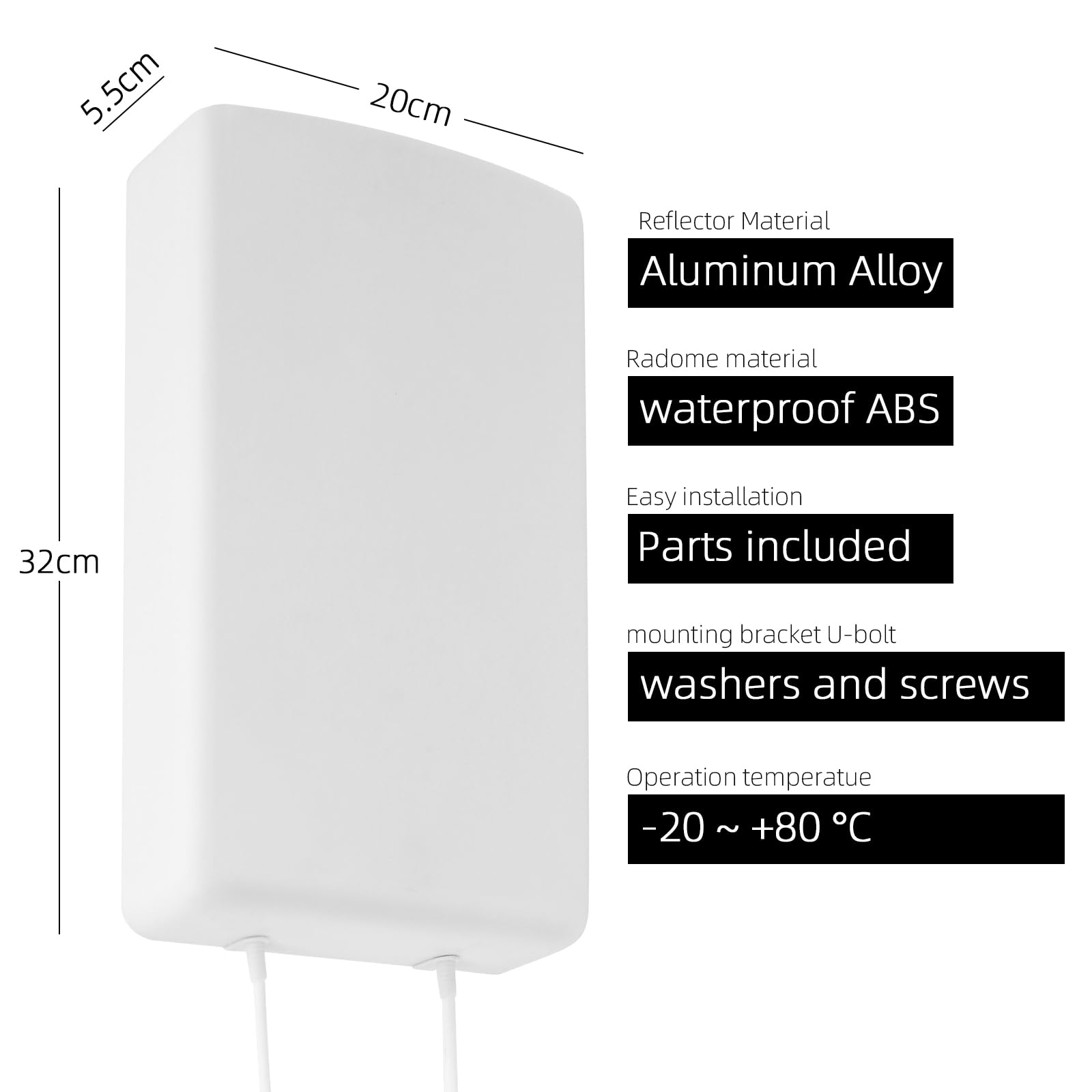 Antenne 4G 5G LTE Mimo Extérieure 18dBi 698-2700 MHz 3300-4000 MHz N-SMA TS9 Compatible Routeur 4G 5G Câble 2x10M