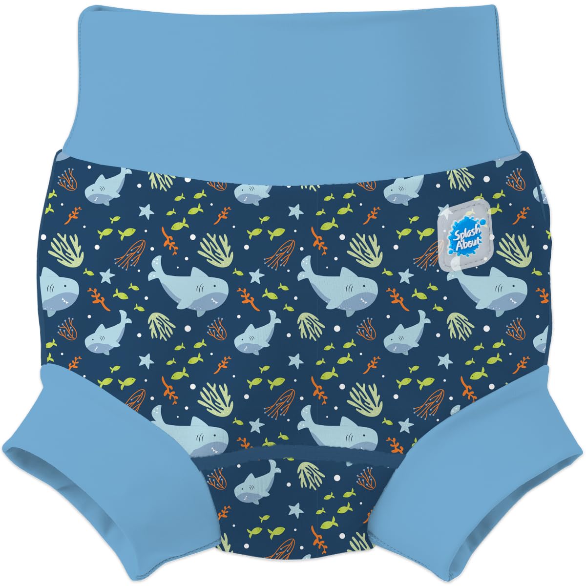Splash About Happy Nappy Duo Reuseable Swim Nappy for Babies and Toddlers (Shark Reef Blue, 2-3 Years)