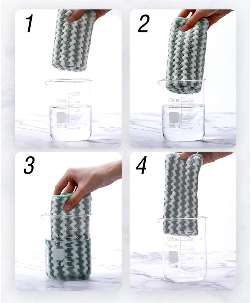 5 Packs of Fiber Towel Absorbent Tableware Cloth Kitchen rag degreasing Household Kitchen Supplies