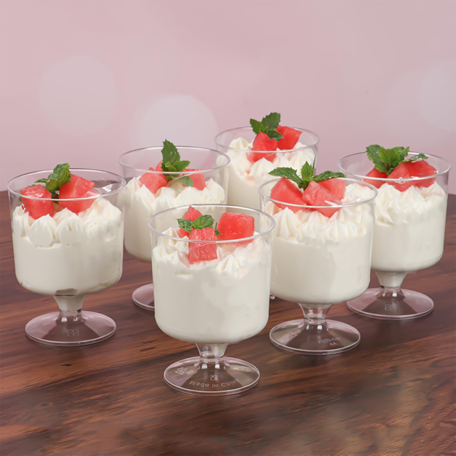 YancLife 50 stuks kunststof dessertbekers met lepels, 200 ml