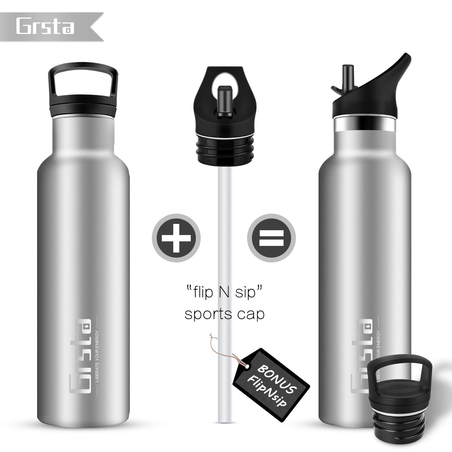 Grsta Stainless Steel Drinking Bottle, 1 Litre, Leak-Proof Thermos - View #6
