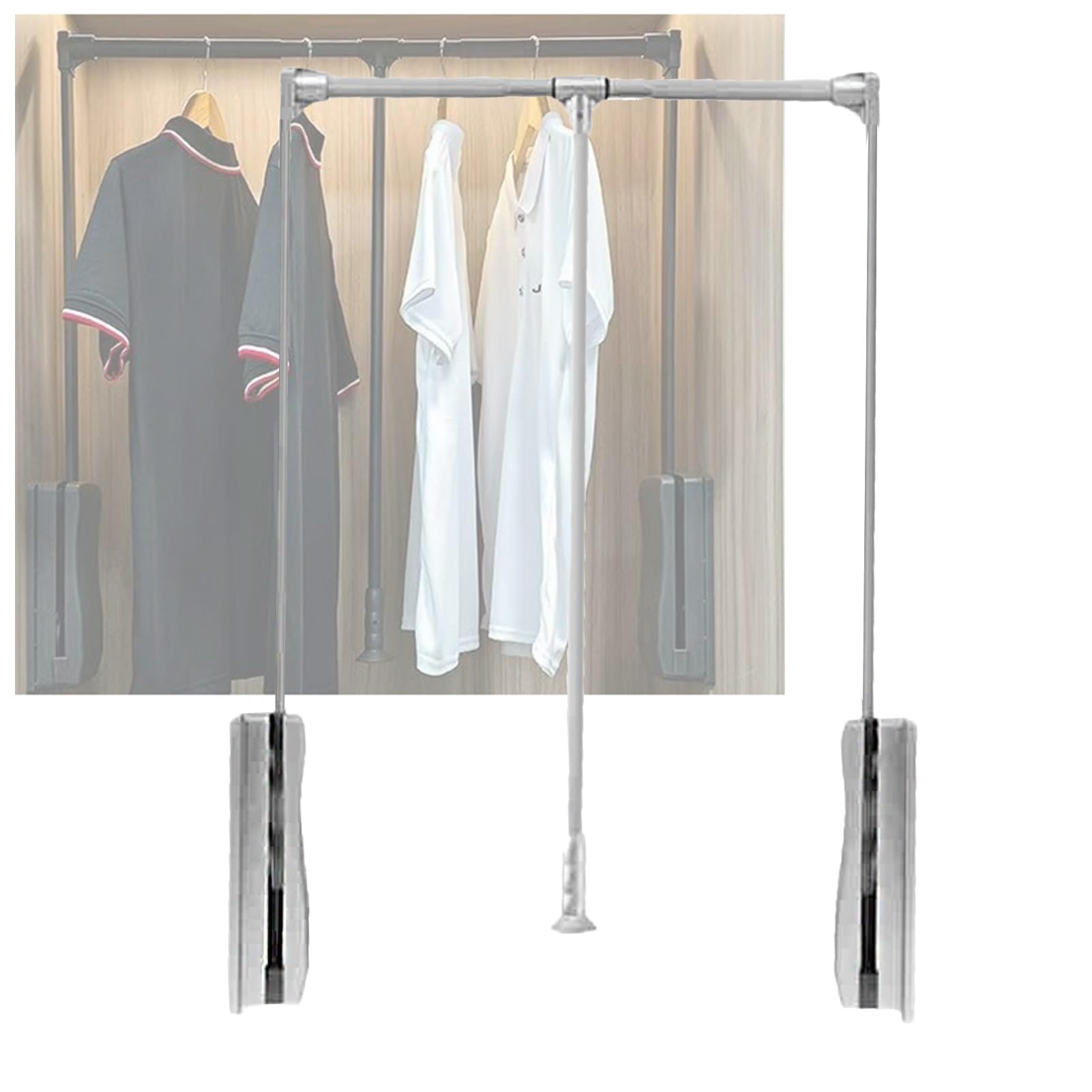 HTTGDGDH Adjustable Pull Down Closet Rod, Side Mounted Wardrobe Organizer For 21.65-49.21 Inch Cabinets, Perfect For Bedroom Storage,Silver-700-930mm