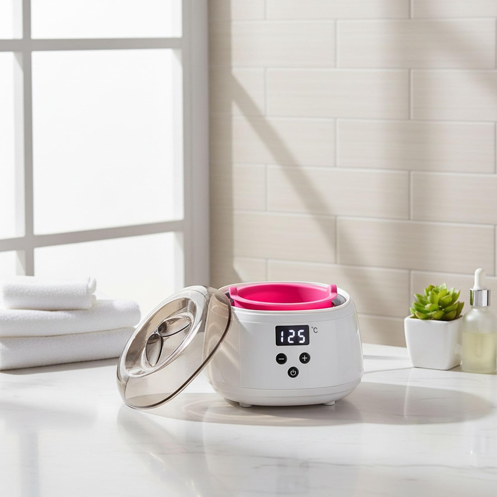 Calentador de Cera Depilatoria Portátil Control Digital de Temperatura Estructura Resistente Limpieza Sencilla Y Uso Eficiente Adecuado para Depilació, Blanco
