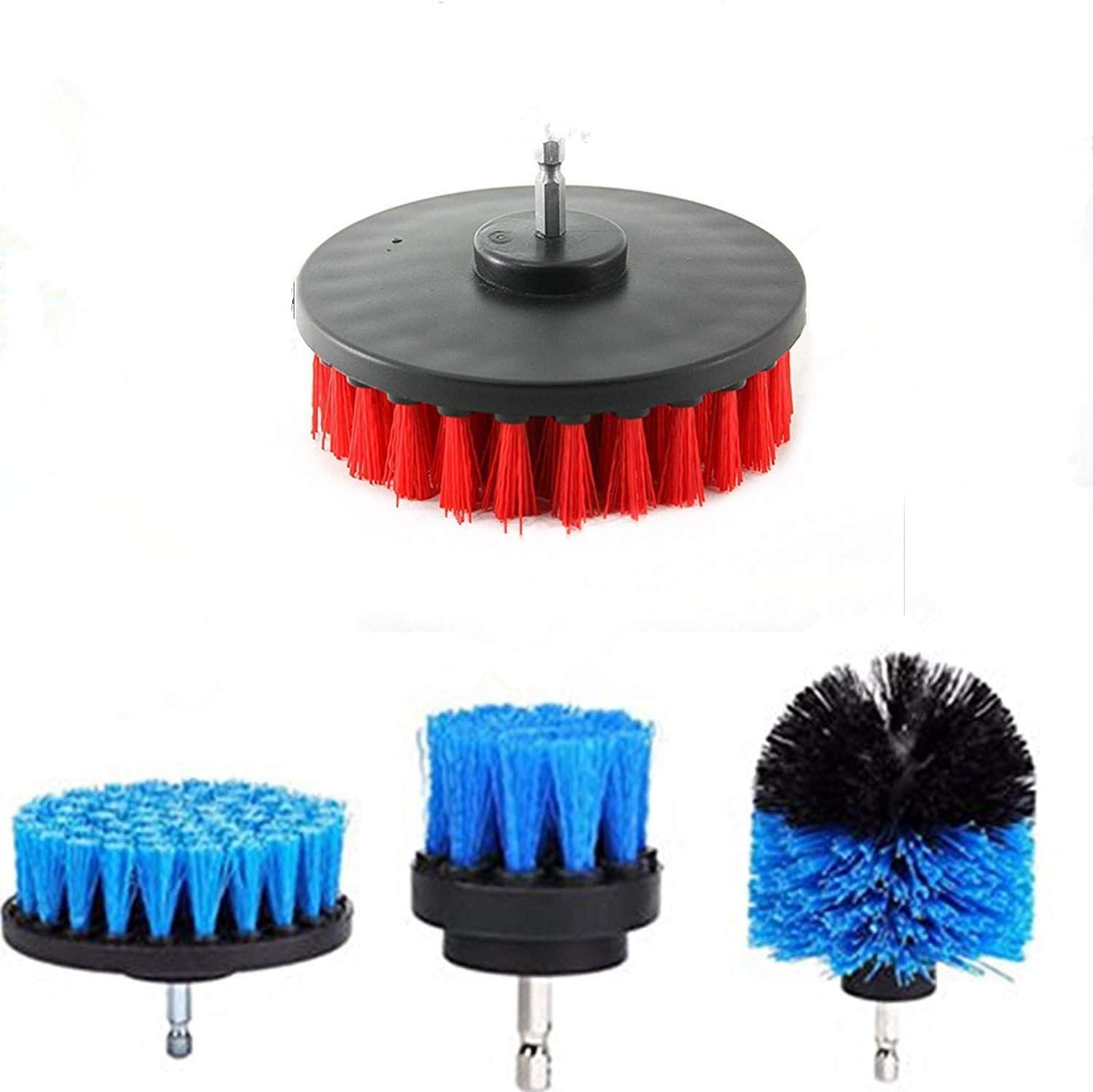 DUOSHIDA 4 Piece Stiff Bristle Power Brush Kit for Heavy