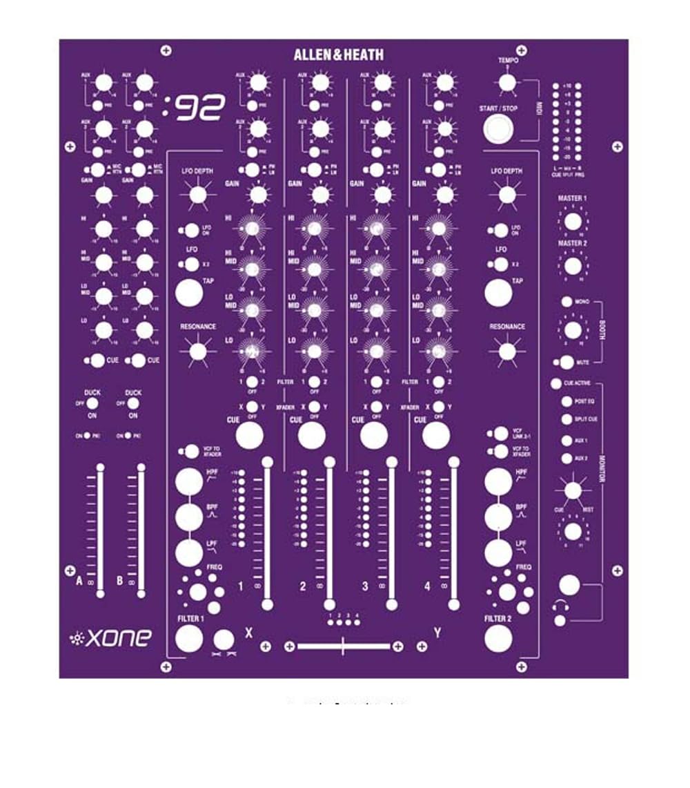 Protective Cover Skin for Allen &amp; Heath xone 92 Mixing Console Panel Film Sticker Colorful Stickers (Purple)
