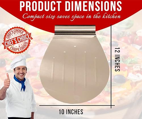 Miniatura 7 de Pela de acero inoxidable, raspador multiusos de metal, paleta, cortador y espátula, herramienta giratoria, para pizza casera, pan, pasteles, horno