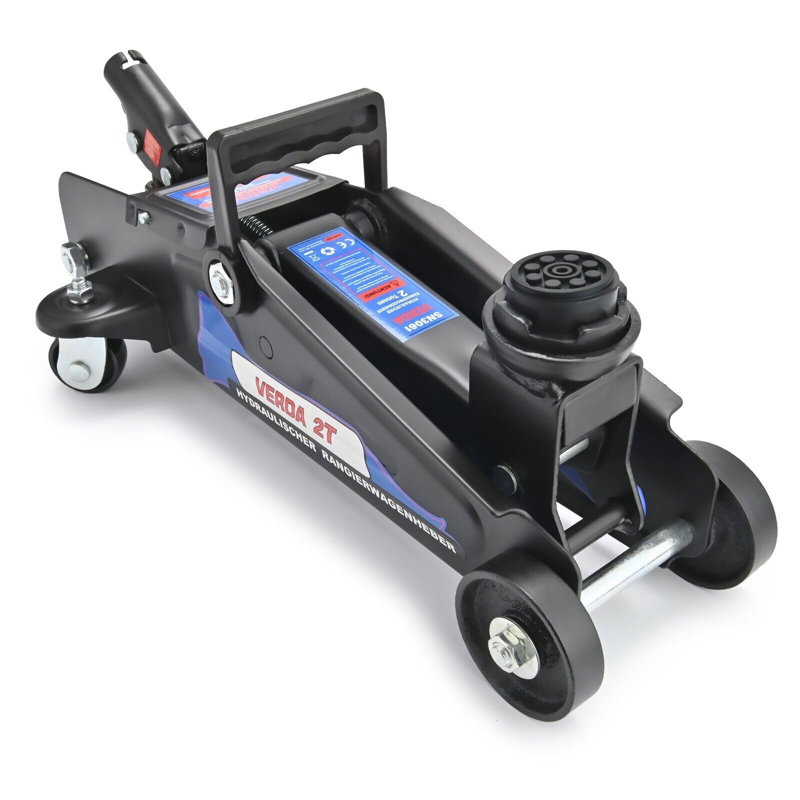 Gato hidráulico 2T, 140-310mm + almohadilla de goma + guantes de montaje + caballete de apoyo Gato elevador hidráulico, todoterreno, SUV, Jeep autocaravana elevador de coche profesional (altura de