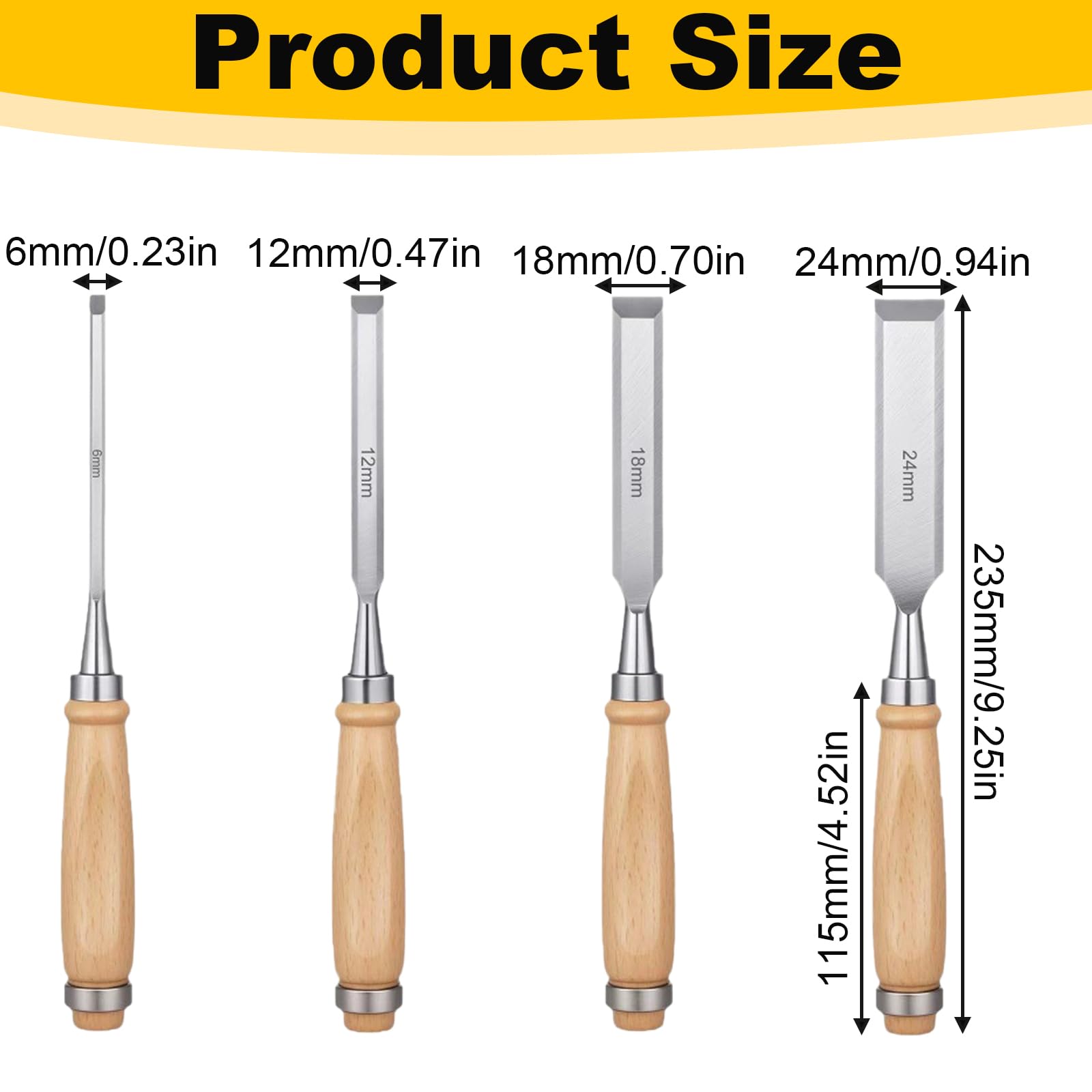 Set di 4 scalpelli per legno, scalpello per legno, strumento per legno affilato, ferro da stiro, strumenti per la lavorazione del legno, scalpello per la lavorazione del legno, strumenti per la