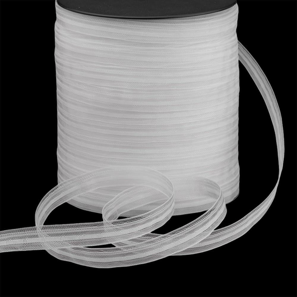 Oz-Is Dar Tekstil Gardinenband 150 Meter Raffrolloband 3919MP 15 mm Universell 100% Polyester Transparent Faltenband zum Annähen für Vorhänge und Gardinen 3919MP