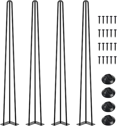 Miniatura 8 de SMARTSTANDARD Patas de mesa de horquilla de 24 pulgadas, 3 varillas de acero con diámetro de tubo de 1/2 pulgada, capacidad de carga de 800 libras
