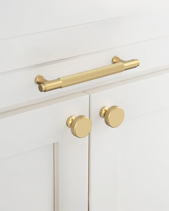 9BUILD 10 Pack 1.2 Inch Champagne Bronze Cabinet Knobs Knurled Kitchen Cabinet Knobs Champagne Drawer Knobs Round Dresser Knobs Kitchen Knobs for Cabinets Knobs for Cabinets and Drawers