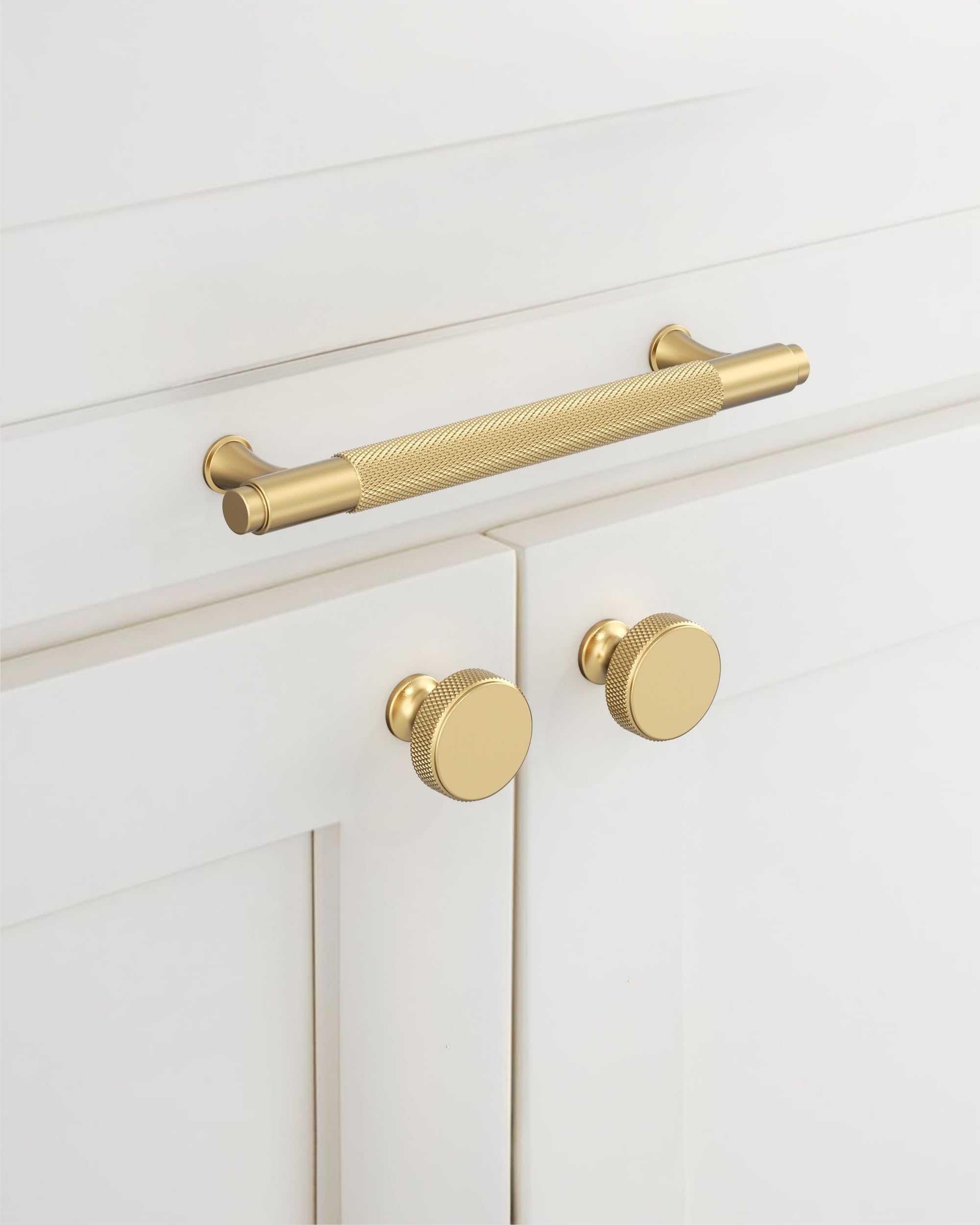 9BUILD Lot de 10 boutons d'armoire moletés en bronze champagne, 3,5 cm, boutons d'armoire de cuisine, boutons de tiroir, de commode, de cuisine pour armoires et tiroirs