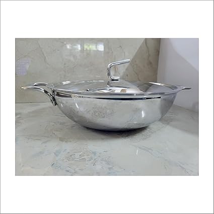 SUMMERCOOL Triply Stainless Steel Extra Deep Kadai with Lid