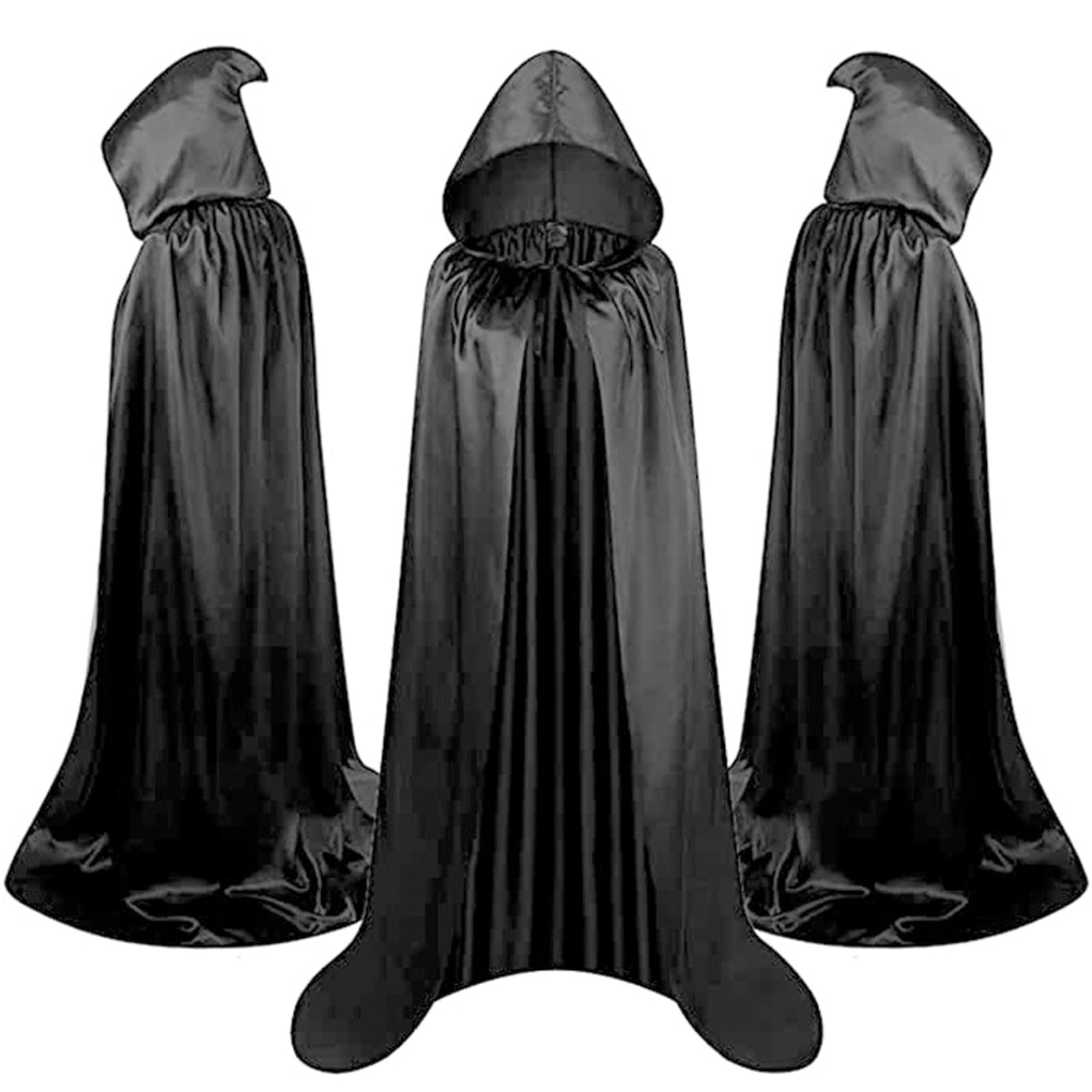 WQorphix 170cm Black Cloak, Long Traitors Cloak, Black Hooded Cloak,
