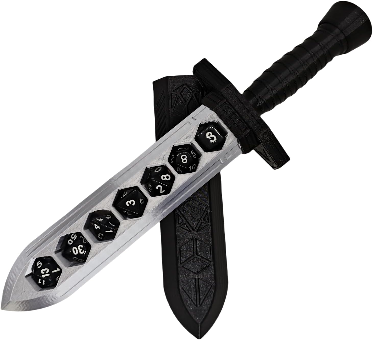 Dagger Dice Holder Box Dice Tower Dungeons and Dragons RPG Tabletop Roleplaying Game Jail D&D (Random 7PCS D20 Dice Set Included) Black
