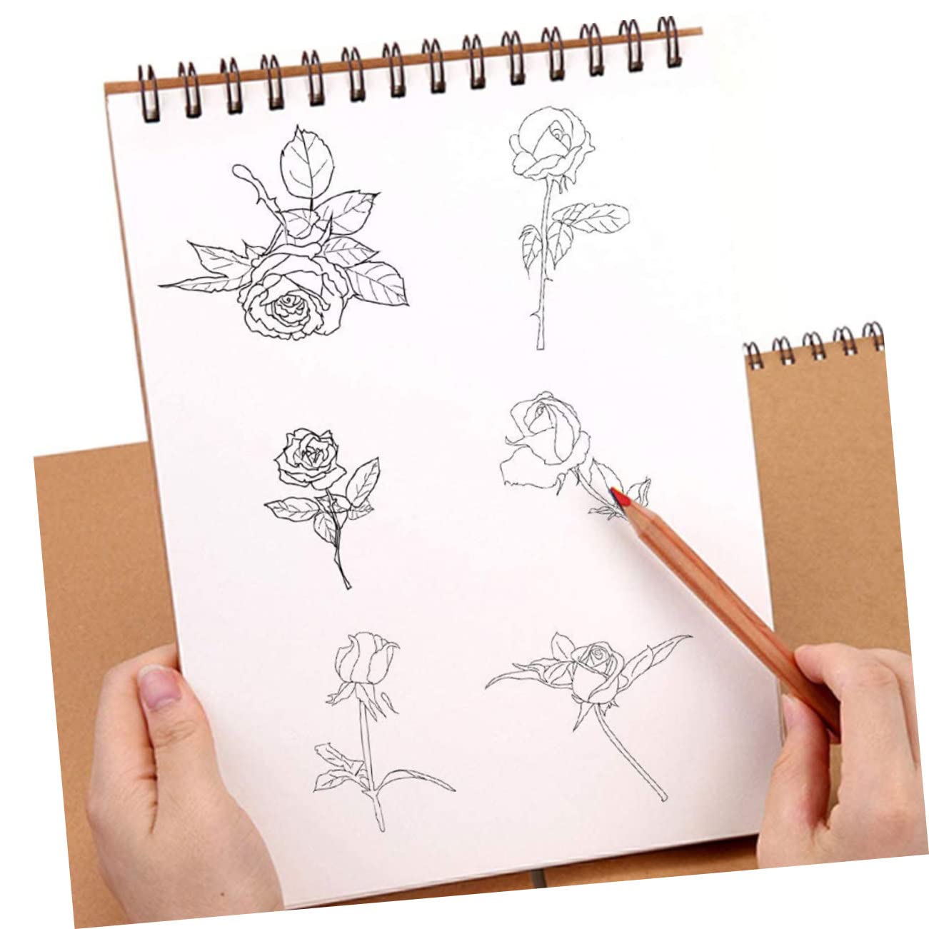 TEHAUX Carnet de Croquis à Spirale Papier Dessin Marron A4 Lot de 2