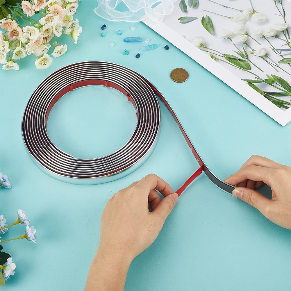 CRASPIRE 16.4Ft x 0.7in Flexible Molding Trim Peel and Stick Silver Self Adhesive Waterproof Wall Mirror Corner Round Edge Tile Trim Ceiling Countertop for Floor Furniture Baseboard Border Door