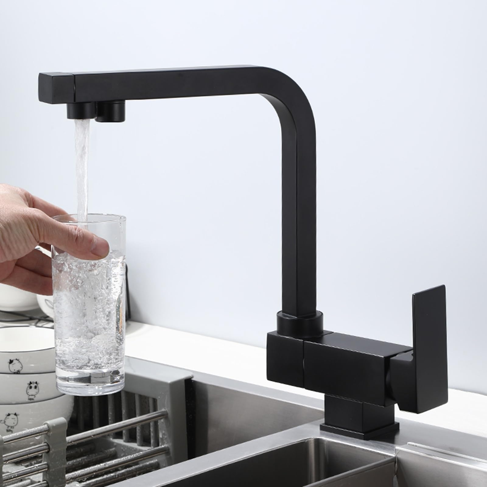 Grifo de cocina extraíble con boquilla giratoria para agua fría y caliente, ideal para sistemas de ósmosis inversa, perfecto para instalaciones de ventanas