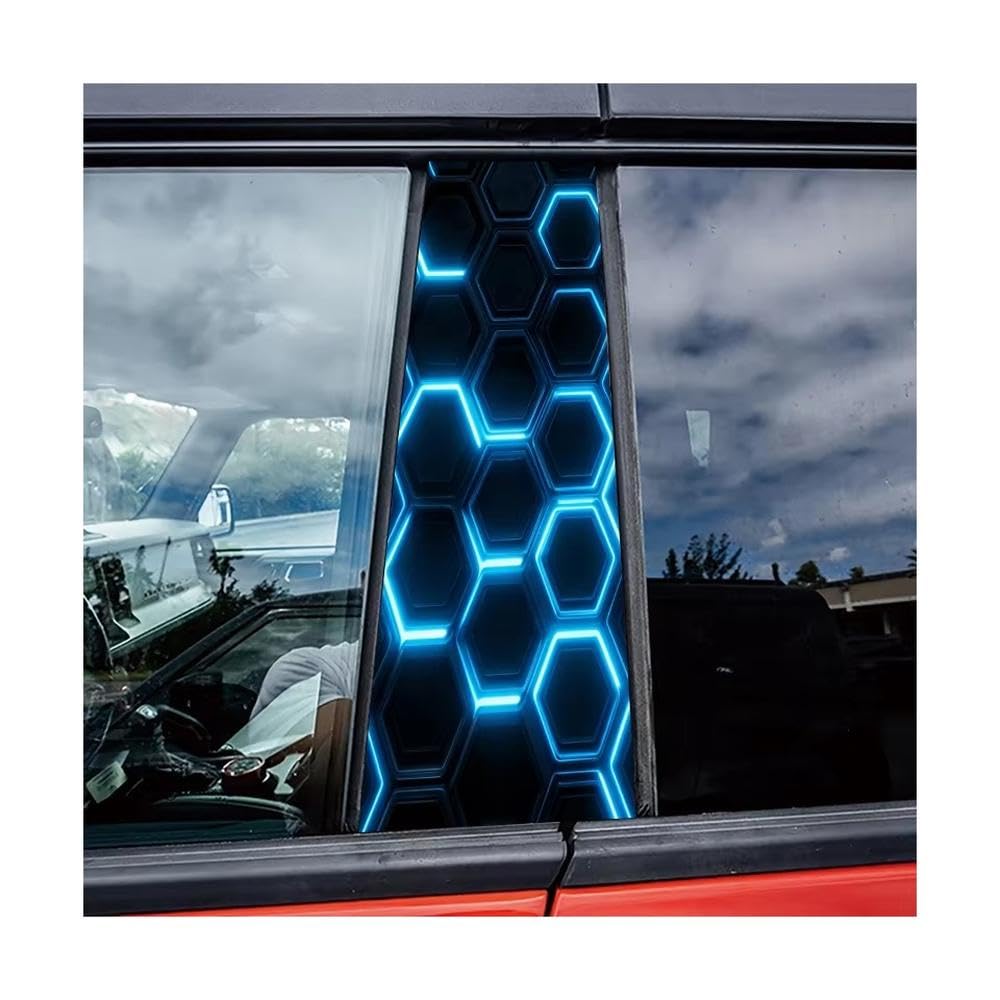 Bertdcx One Color Car Center Pillar Window Neon Honeycomb Glossy Protective Polyethylene Film Auto Parts