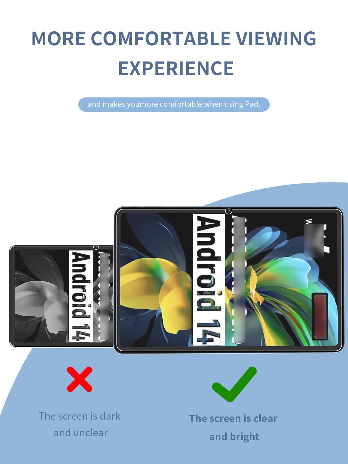 BOVUGAC Pellicola protettiva in vetro temperato per tablet ROWT A10 Android da 10 pollici, antigraffio, sensibile e durezza 9H, confezione da 2