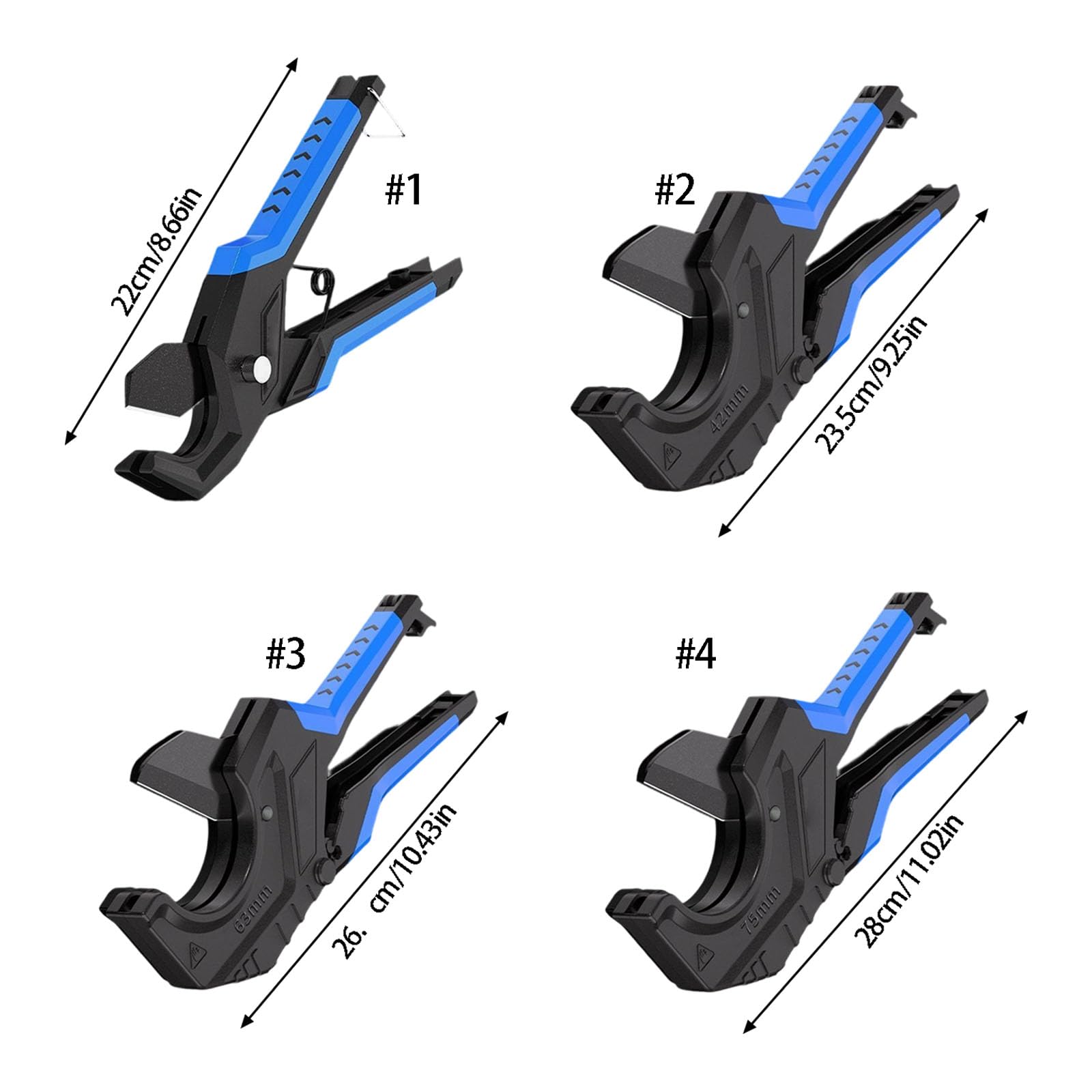 Coupe-tube à cliquet de tailles multiples pour tuyaux de 32 mm, 42 mm, 63 mm, 75 mm - Équipement de plomberie robuste en alliage d'acier SK5