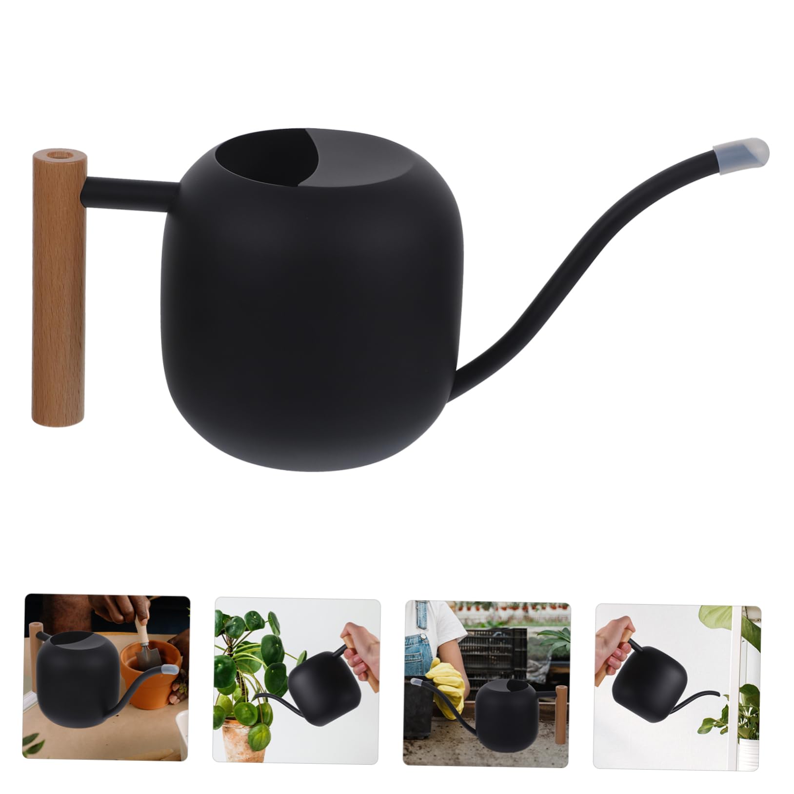 LIOOBO 1.2L Edelstahl Gießkanne Mit Ausgießer – Elegante Blumengießkanne Für Zimmerpflanzen - Sukkulenten Und Bonsai – Stilvolles Design in Schwarz Für Garten Und Innenbereich