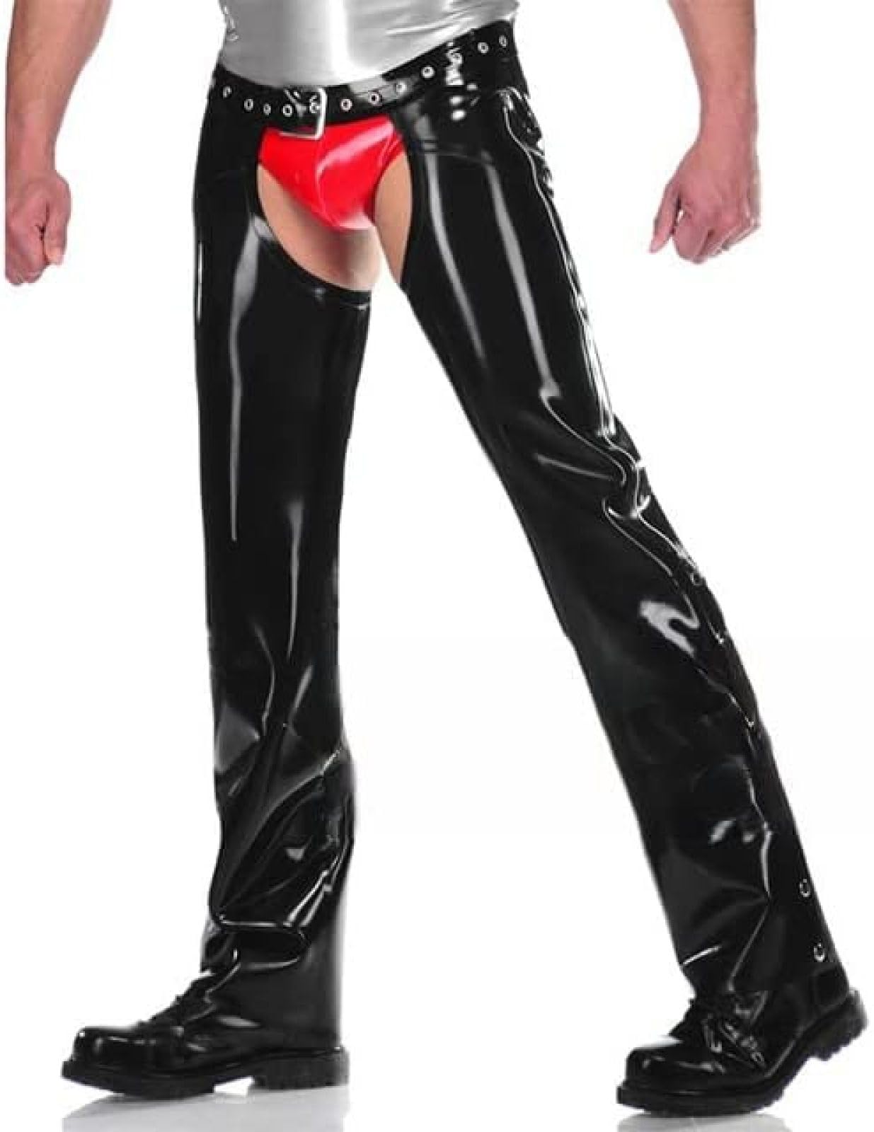 Amazon.com: Latex Pants Open Code Side Zip Trousers Jean Sexy