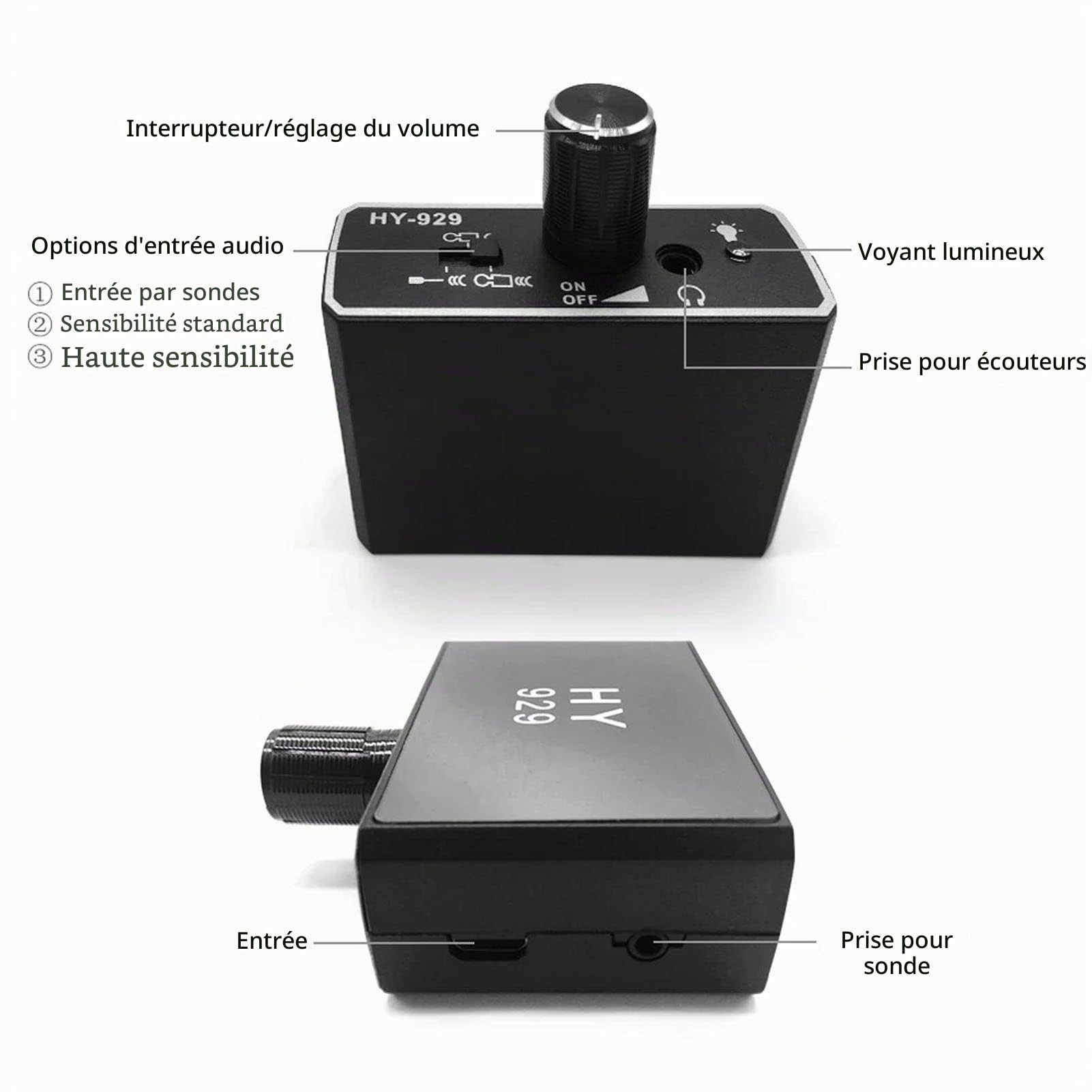 Détecteur de Fuite de Conduite D'eau Souterraine Intensificateur de Son Haute Résistance Amélioré avec Casque Capteur D'eau Intelligent Adapté à la Construction de Site(EU)