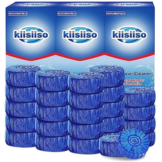RADHE Toilet Bowl Cleaner Tablets?Bathroom Toilet Tank Cleaner?Blue Clean Bubbles,Strong Detergent Ability,Long-lasting 300 brushes,Mild Fresh Pine Scent(30 Pack)