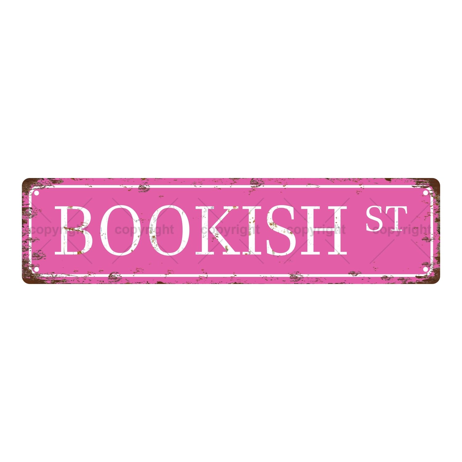 Bookish ST Bookshelf Metal Tin Street Sign Bar Cafe Garage Cave Home Room Wall Bathroom Farmhouse Garden Porch Patio Decor,4x16 Inch