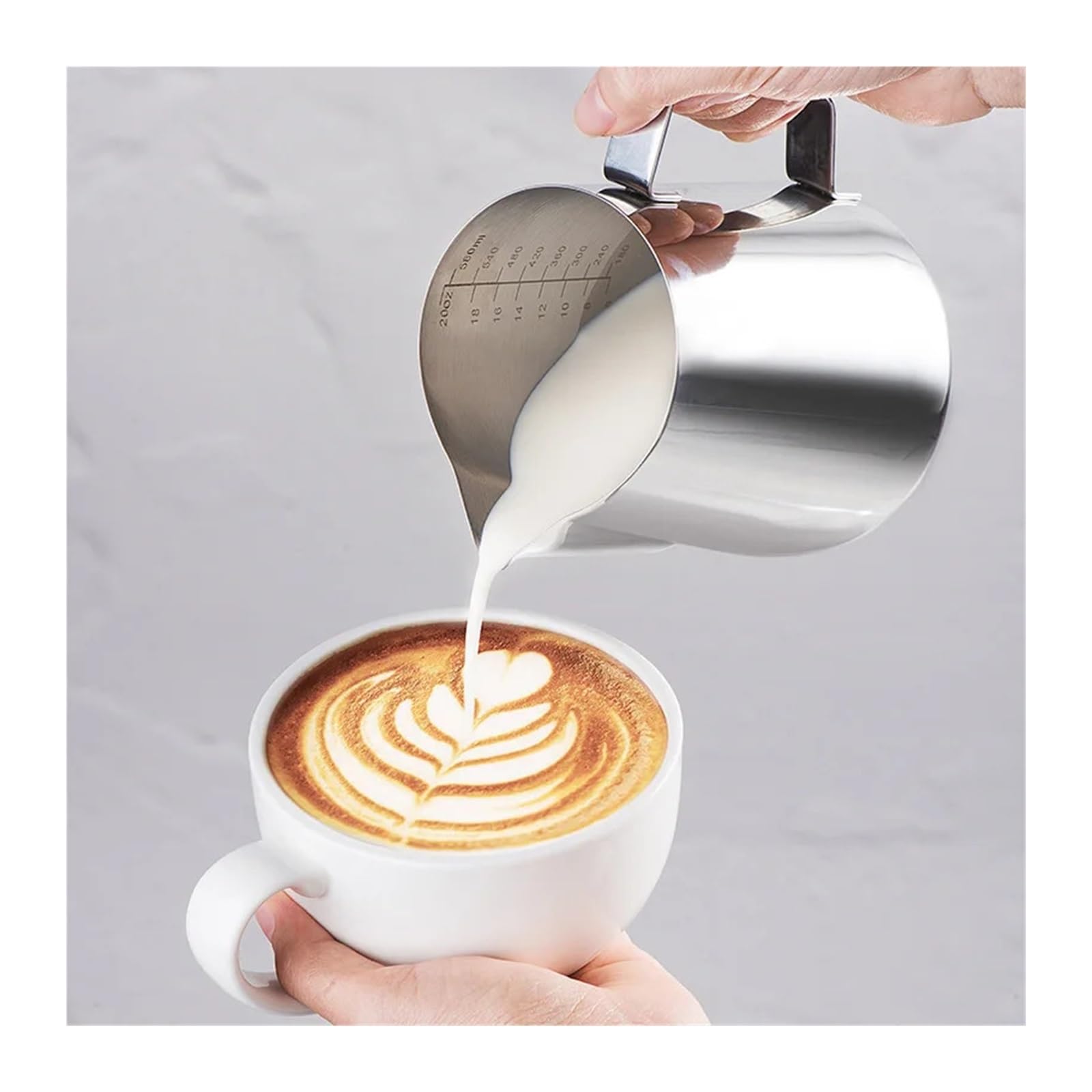 Strumento di misurazione della brocca for schiuma latte in acciaio inossidabile for caffè Latte Art Cappuccino(600ml-Measurement)