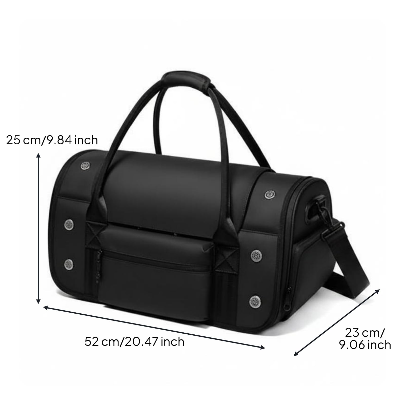 Transportín para Mascotas Portátil Bolsa para Gatos y Perros Pequeños Portador Plegable Diseño Compacto Ventilación Mejorada con Malla Tejido Oxford, Negro, 20 Pulgadas